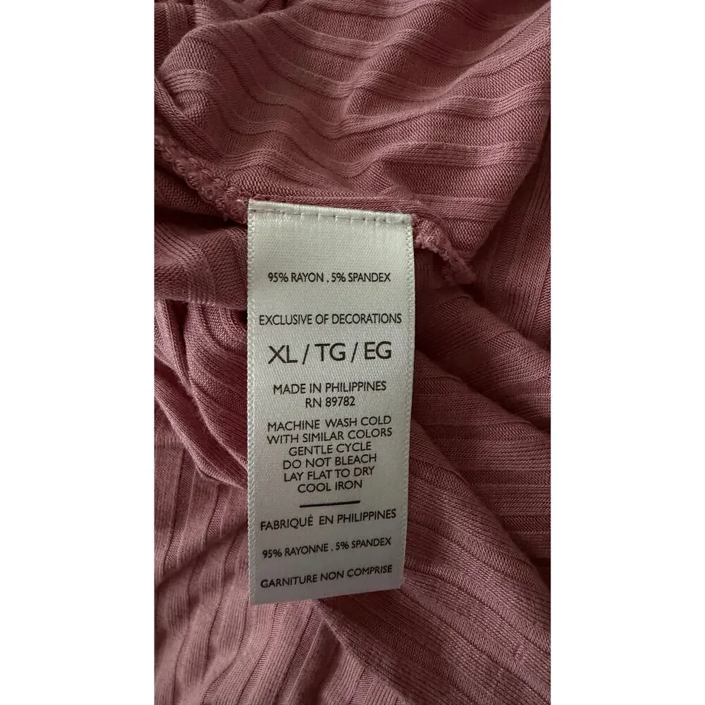 Natori Edit Skye Rib 2-Piece Lounge Set Tea Pink Top & Pants Size M Soft $68+78